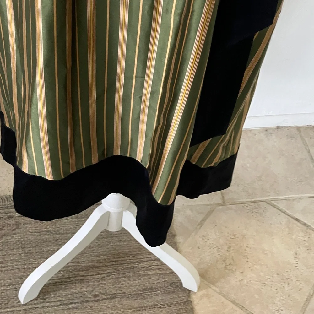 BCBGMaxAzria Olive‎ and Navy  Striped Wrap Midi Dress NWT